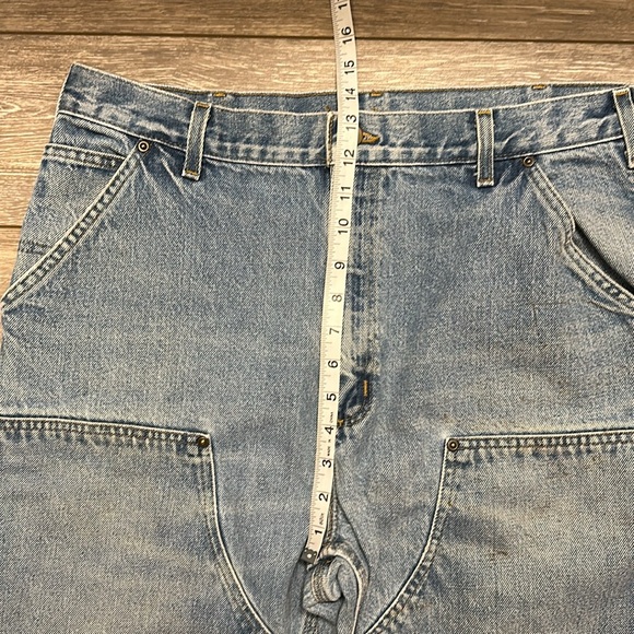 CARHARTT JEANS DOUBLE KNEE DUNGAREE FIT BLUE VTG TAG SIZE 36x34 MEASURES 34x33 - Picture 3 of 16
